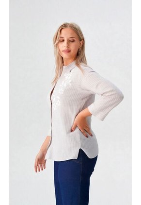 Blusa Para Mujer Manga 3/4 Gris Claro Marca L&H Ref. 1F412702