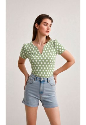 Camiseta Para Mujer Manga Corta Verde Marca L&H Ref. 1F409476