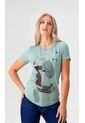 Camiseta Para Mujer Manga Corta Verde Marca L&H Ref. 4R401007 de L&H