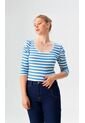 Camiseta Para Mujer Manga 3/4 Azul Marca L&H Ref. 2J409114 de L&H