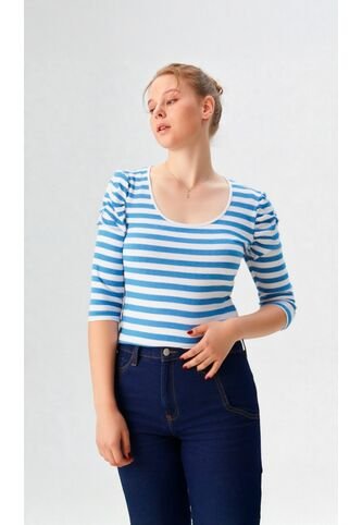 Camiseta Para Mujer Manga 3/4 Azul Marca L&H Ref. 2J409114 L&H