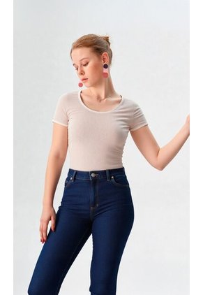 Camiseta Para Mujer Manga Corta Beige Marca L&H Ref. 1F409513