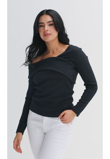 Camiseta Para Mujer Manga Larga Negro Marca L&H Ref. 1F409492