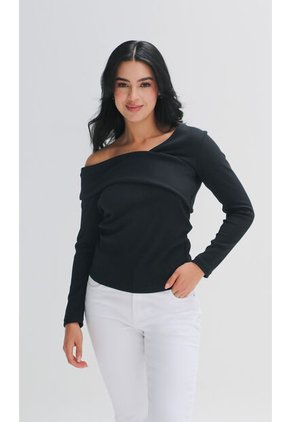 Camiseta Para Mujer Manga Larga Negro Marca L&H Ref. 1F409492