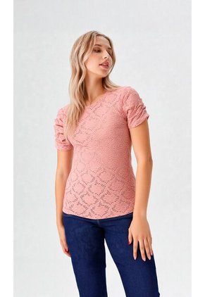 Camiseta Para Mujer Manga Corta Rosado Marca L&H Ref. 8E409031
