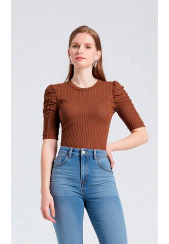 Camiseta Para Mujer Manga Corta Cafe Marca L&H Ref. 1F409491 L&H