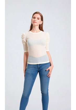 Camiseta Para Mujer Manga Corta Beige Marca L&H Ref. 1F409491