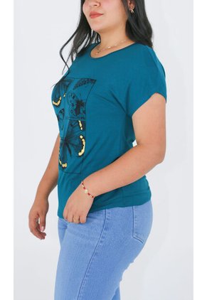 Camiseta Para Mujer Manga Corta Verde Marca L&H Ref. 5G409245