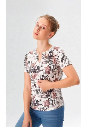 Camiseta Para Mujer Manga Corta Blanco Marca L&H Ref. 2J409106