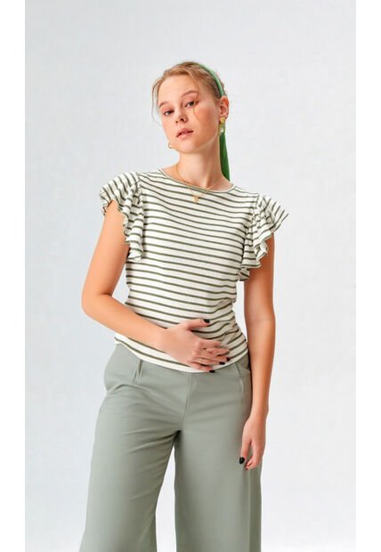 Camiseta Para Mujer Manga Corta Verde Marca L&H Ref. 2J409102