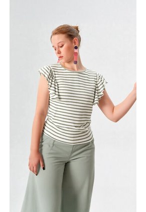 Camiseta Para Mujer Manga Corta Verde Marca L&H Ref. 2J409102