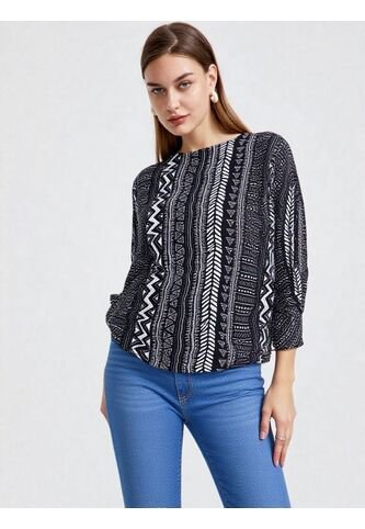 Blusa Para Mujer Manga 3/4 Negro Marca L&H L&H