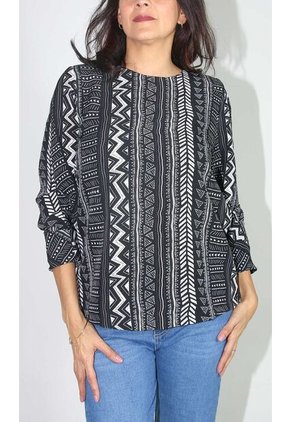 Blusa Para Mujer Manga 3/4 Negro Marca L&H