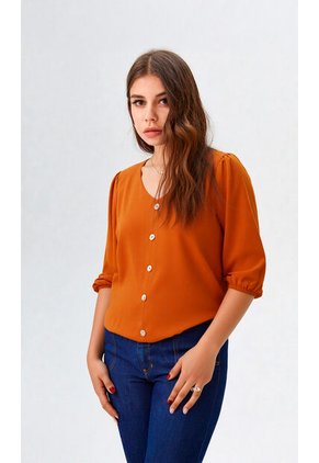 Blusa Para Mujer Manga 3/4 Taupe Marca L&H Ref. 1F412647