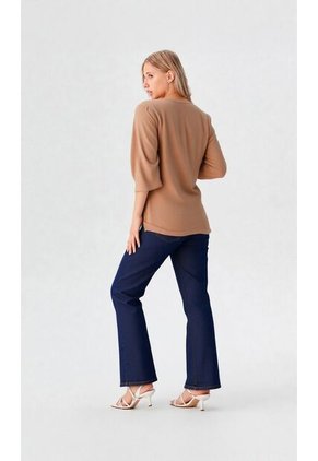 Blusa Para Mujer Manga 3/4 Taupe Marca L&H Ref. 1F412693