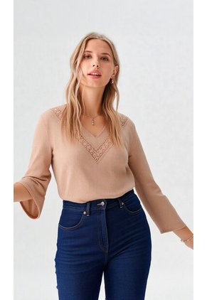 Blusa Para Mujer Manga 3/4 Taupe Marca L&H Ref. 1F412693