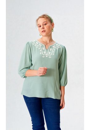 Blusa Para Mujer Manga 3/4 Verde Marca L&H Ref. 1F412694