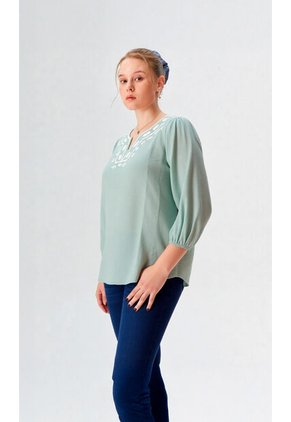 Blusa Para Mujer Manga 3/4 Verde Marca L&H Ref. 1F412694