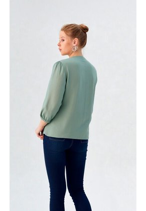 Blusa Para Mujer Manga 3/4 Verde Marca L&H Ref. 1F412694