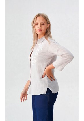 Blusa Para Mujer Manga 3/4 Gris Claro Marca L&H Ref. 1F412702