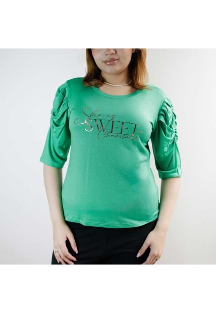 Camiseta Para Mujer Manga 3/4 Verde Marca L&H