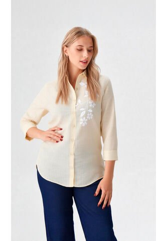 Blusa Para Mujer Manga 3/4 Amarillo Marca L&H Ref. 1F412702 L&H