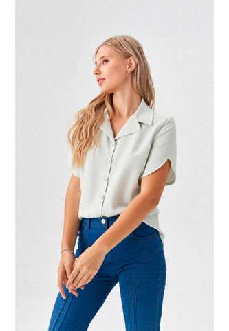 Blusa Para Mujer Manga Corta Verde Marca L&H Ref. 5P412257 L&H