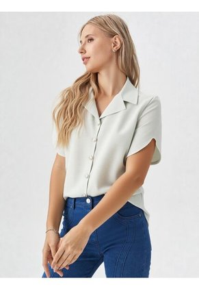 Blusa Para Mujer Manga Corta Verde Marca L&H Ref. 5P412257