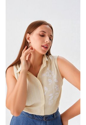 Blusa Para Mujer Manga 3/4 Amarillo Marca L&H Ref. 1F412702