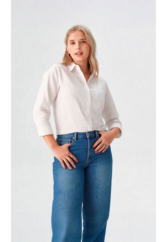 Blusa Para Mujer Manga 3/4 Blanco Marca L&H Ref. 1F412702 L&H