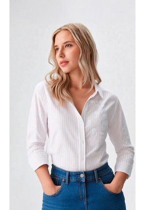 Blusa Para Mujer Manga 3/4 Blanco Marca L&H Ref. 1F412702