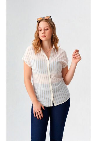 Blusa Para Mujer Manga Corta Blanco Marca L&H Ref. 1F412705 L&H