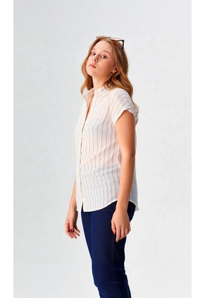 Blusa Para Mujer Manga Corta Blanco Marca L&H Ref. 1F412705