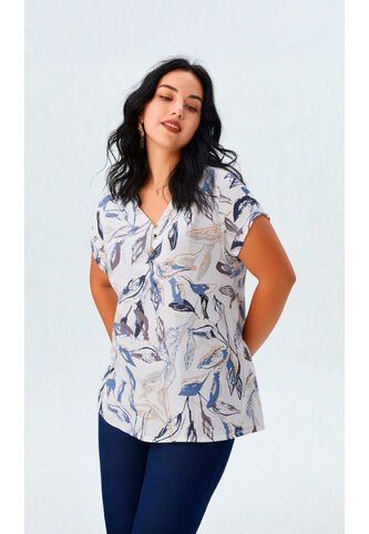 Blusa Para Mujer Manga Corta Azul Marca L&H Ref. 1F412711 L&H