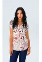 Blusa Para Mujer Manga Corta Cafe Marca L&H Ref. 1F412711 de L&H