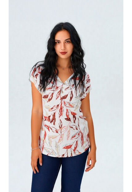 Blusa Para Mujer Manga Corta Cafe Marca L&H Ref. 1F412711