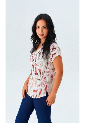 Blusa Para Mujer Manga Corta Cafe Marca L&H Ref. 1F412711