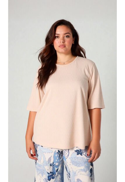 Camiseta Para Mujer. Manga 3/4 Beige Marca L&H Ref. 1F609185