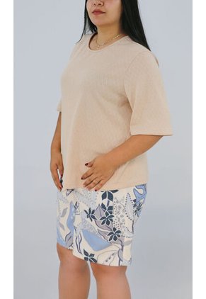 Camiseta Para Mujer. Manga 3/4 Beige Marca L&H Ref. 1F609185