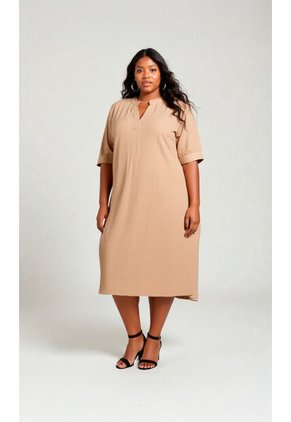 Vestido Para Mujer. Manga Corta Caqui Marca L&H Ref. 1Y617016