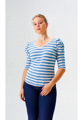 Camiseta Para Mujer Manga 3/4 Azul Marca L&H Ref. 2J409114