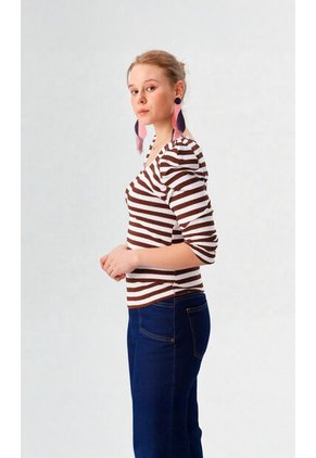 Camiseta Para Mujer Manga 3/4 Cafe Marca L&H Ref. 2J409114