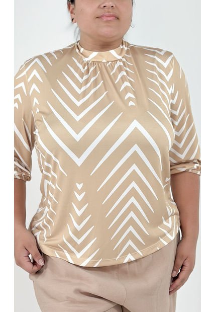 Camiseta Para Mujer. Manga 3/4 Beige Marca L&H