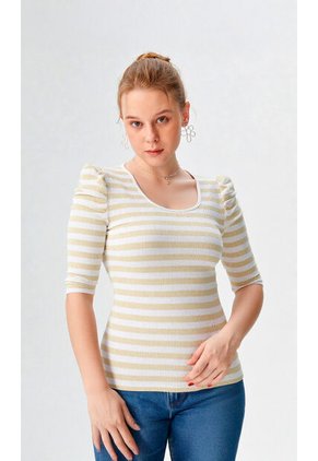 Camiseta Para Mujer Manga 3/4 Beige Marca L&H Ref. 2J409114