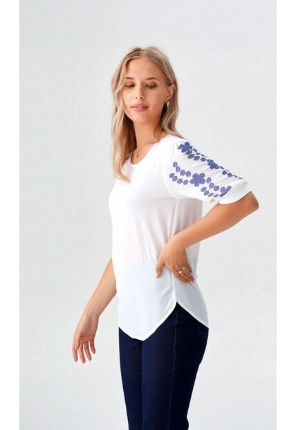 Blusa Para Mujer Manga Corta Blanco Marca L&H Ref. 1F412708