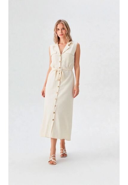 Vestido Para Mujer Manga Sisa Beige Marca L&H Ref. 1Y417033
