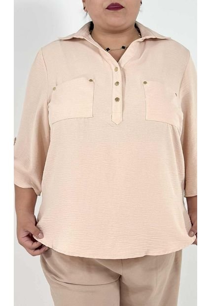 Blusa Para Mujer. Manga 3/4 Beige Marca L&H
