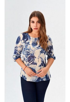 Blusa Para Mujer Manga 3/4 Azul Marca L&H Ref. 5P412282