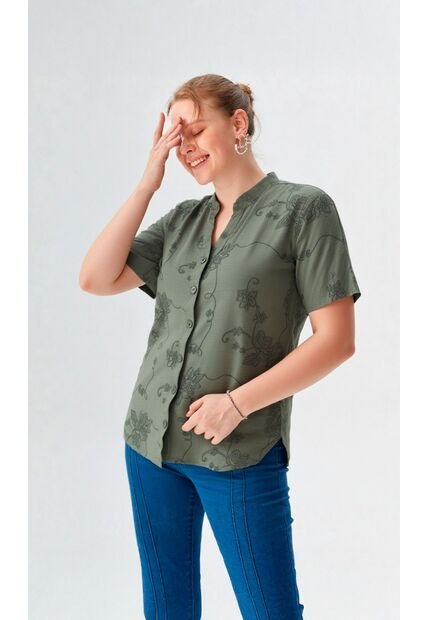Blusa Para Mujer Manga Corta Verde Marca L&H Ref. 1F412712