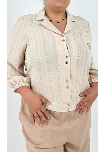 Blusa Para Mujer. Manga 3/4 Beige Marca L&H